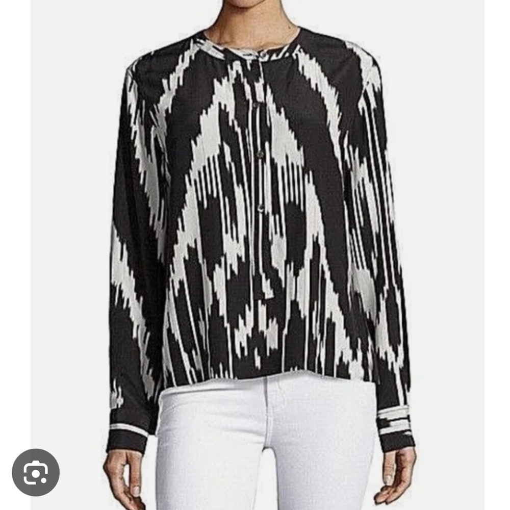 Theory Black and White Patterned Blouse